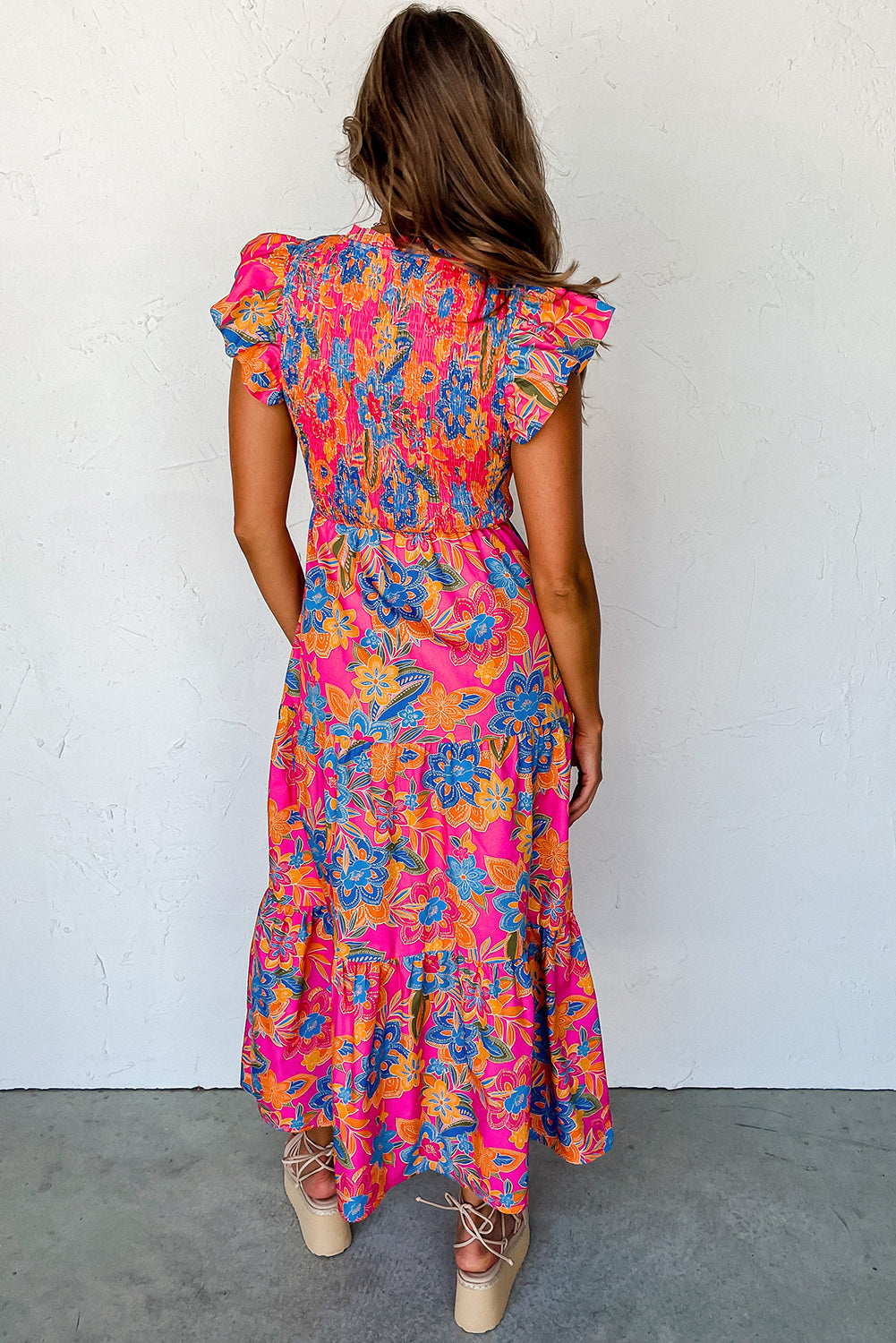 Pink Floral Long Dress