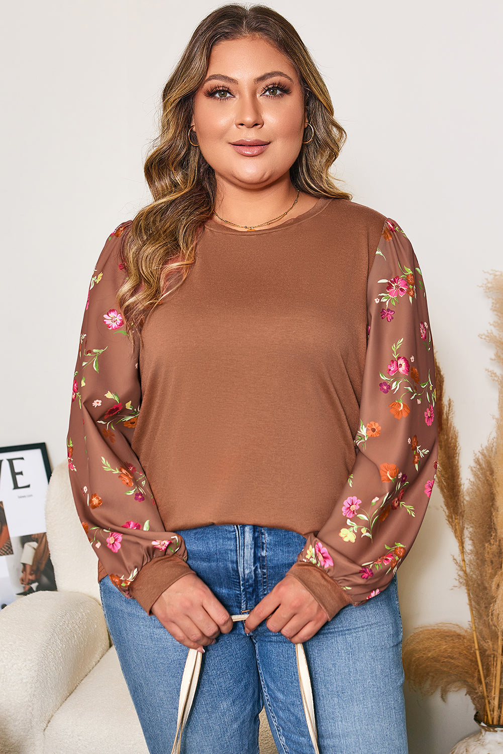 Brown Floral Top