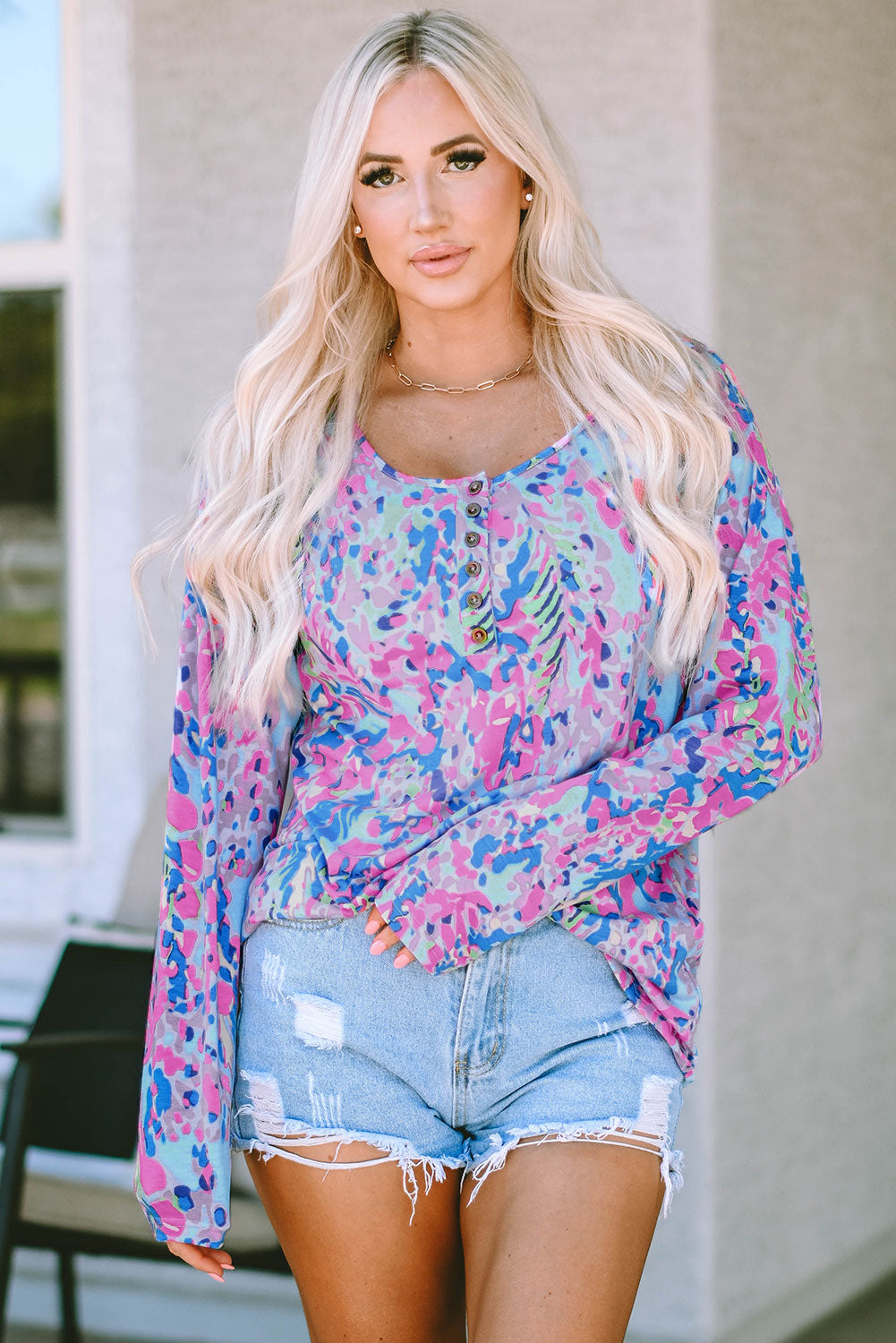 Pink Button Top